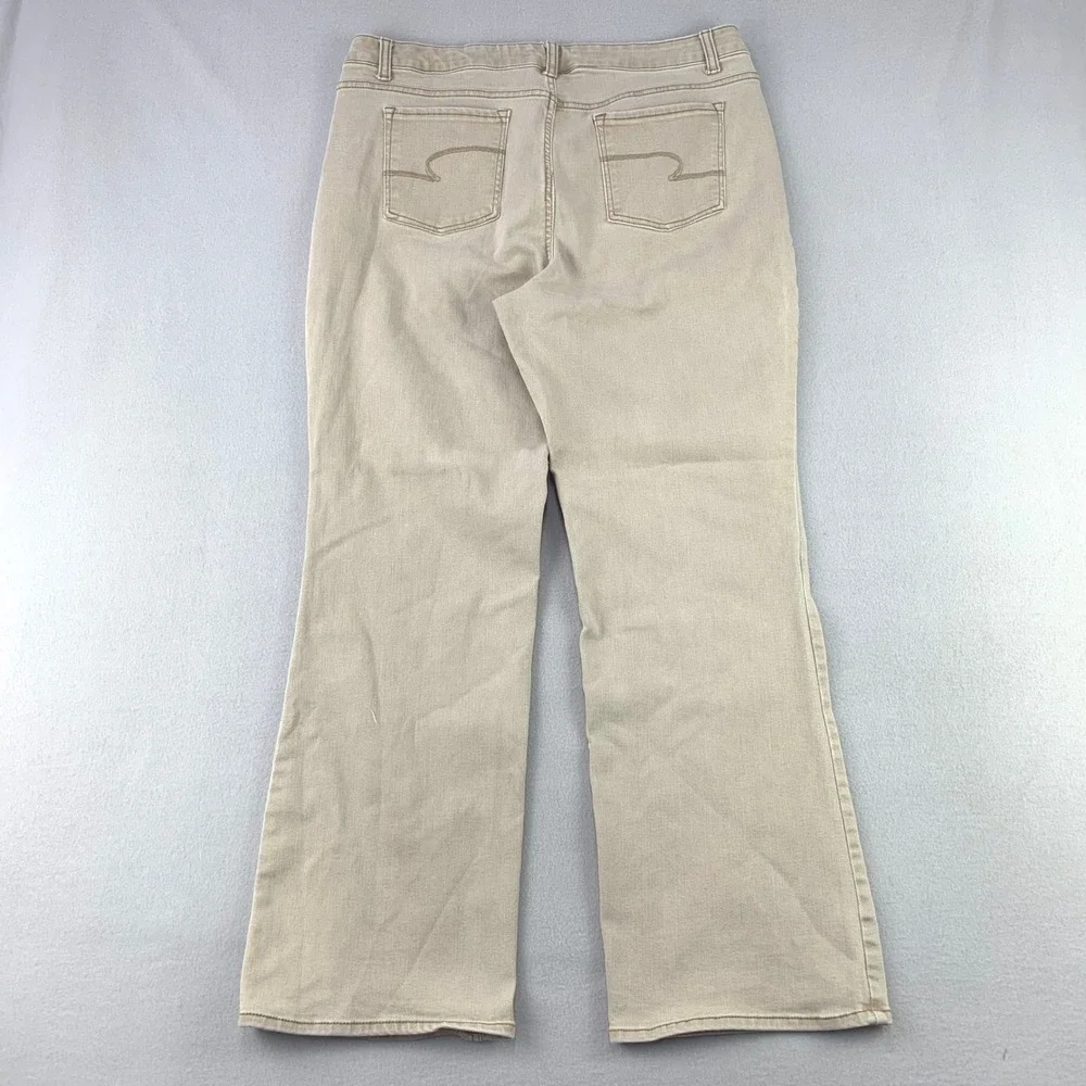 Time and Tru High Rise Bootcut Jeans Women 20 Tan Khaki Casual Stretch Denim
